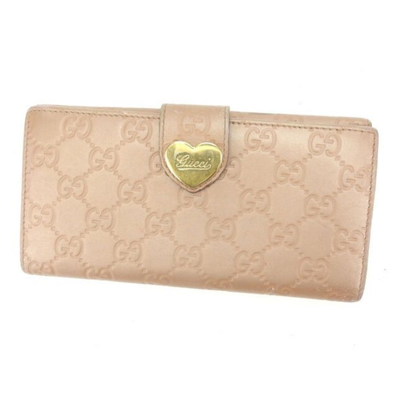 Gucci Wallet Purse Long Wallet Guccissima Pink Gold Woman Authentic Used - Picture 1 of 6
